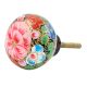 Pink Green Floral Hand Painted Kashmiri Indian Cabinet Knobs
